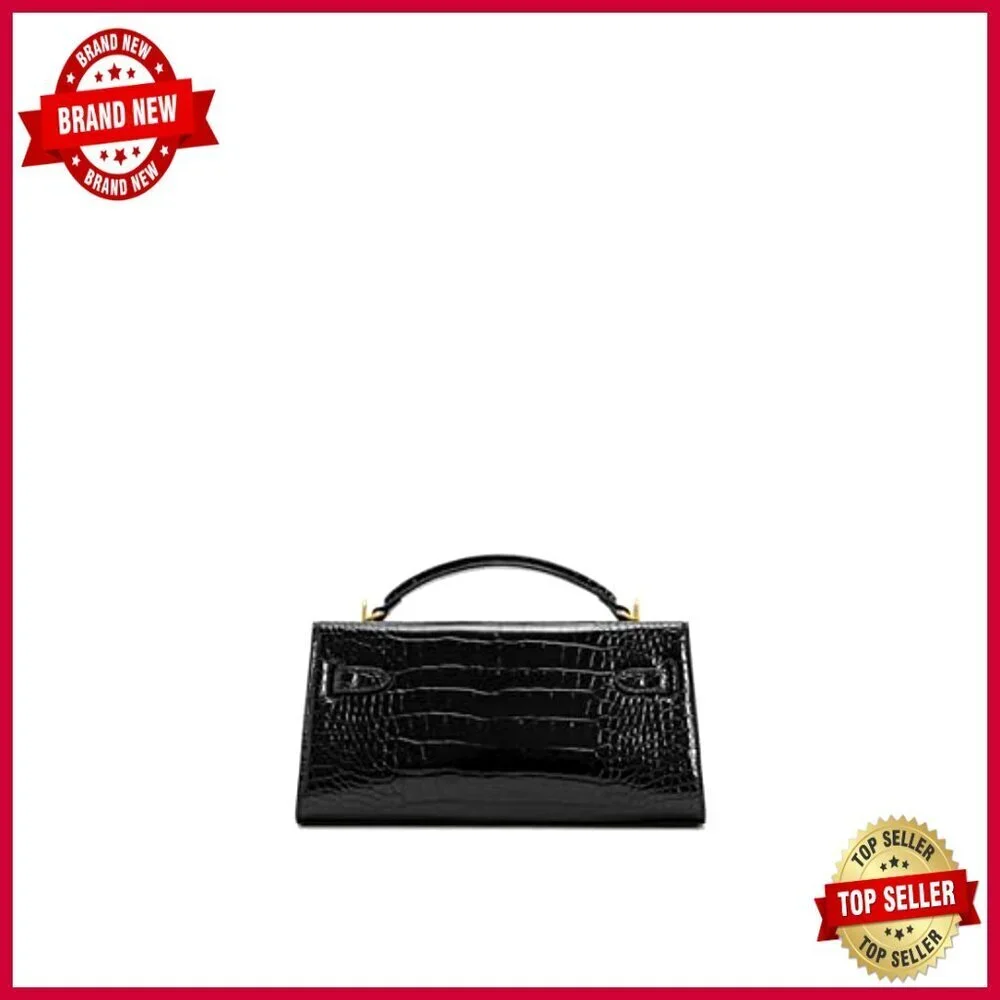 Medium Croc Vegan Leather Top Handle Satchel Bag with Adjustable Strap